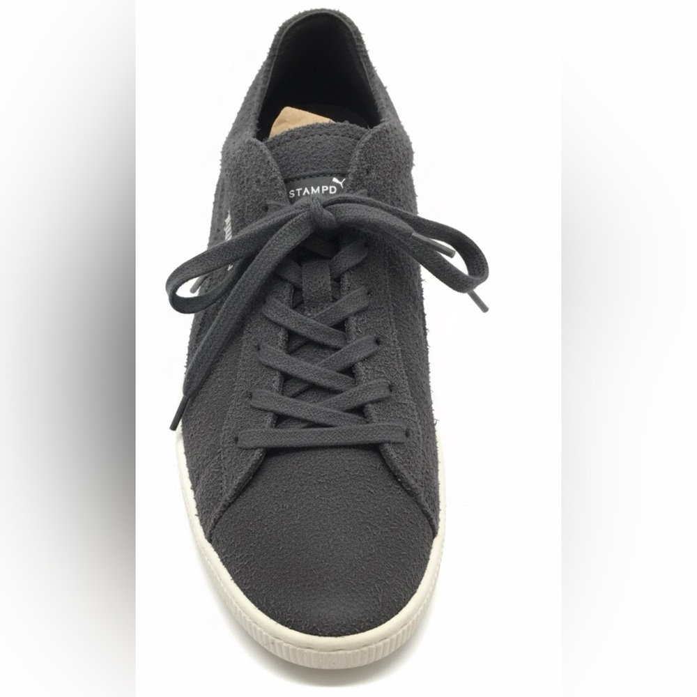 PUMA Stampd Size 12 Charcoal Textured Lace-Up Sneakers